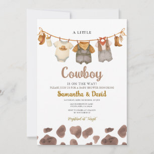 Invitation Vêtements Un petit cowboy est sur le Baby shower W