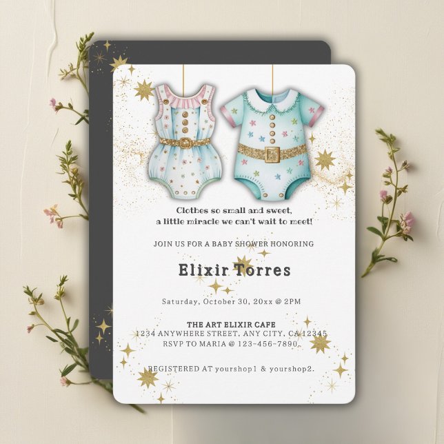 Invitation Vêtements Whimsical Baby shower neutre genre (Créateur téléchargé)