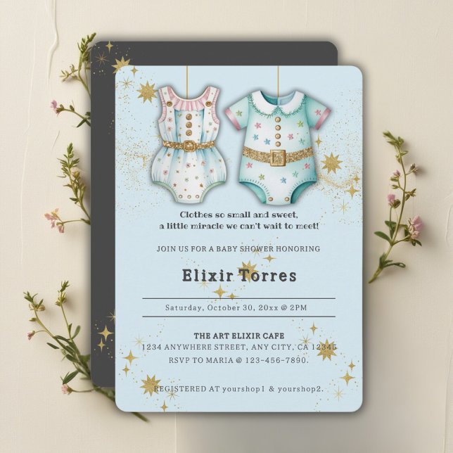 Invitation Vêtements Whimsical Baby shower neutre genre (Créateur téléchargé)