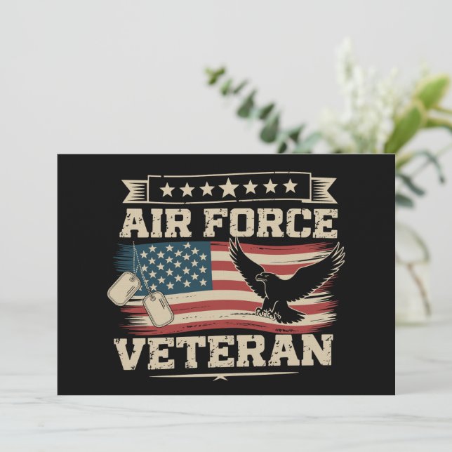 Invitation Veteran US Air Force American America Flag  (Debout devant)