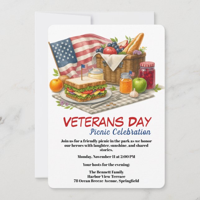 Invitation Veterans Day | Picnic Celebration (Devant)