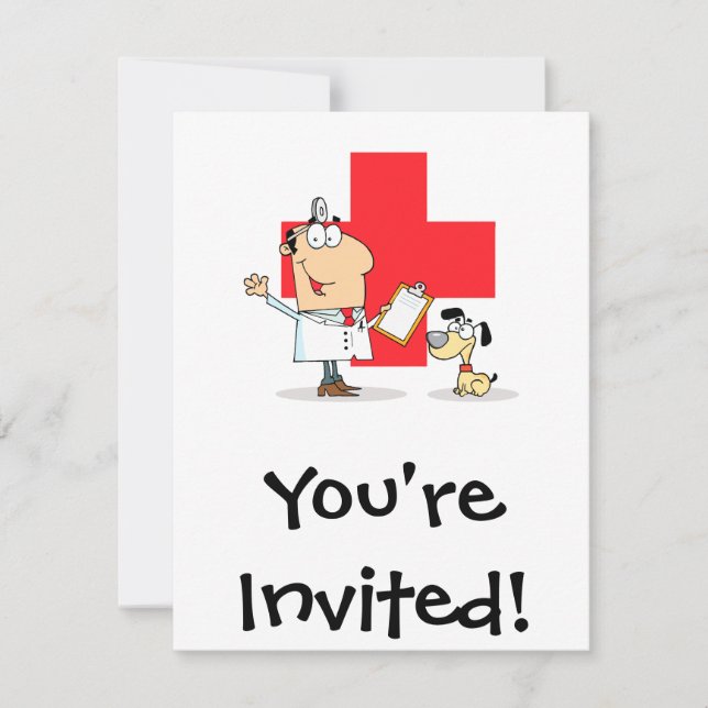 Invitation Vétérinaire de Bande Dessinée Ridicule (Devant)