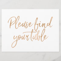 "Veuillez trouver votre table " Enseigne Rose Doré
