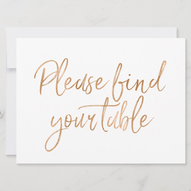 Invitation "Veuillez trouver votre table " Enseigne Rose Gold (Devant)