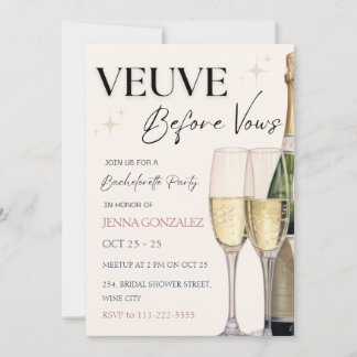 Invitation Veuve Avant Vows Bachelorette Party Week-end