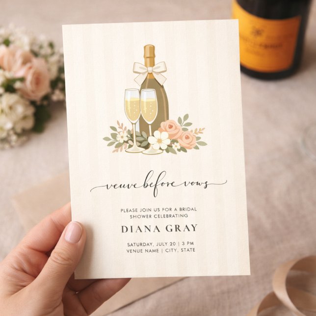 Invitation Veuve Before Vows Champagne Bow Bridal Shower (Créateur téléchargé)
