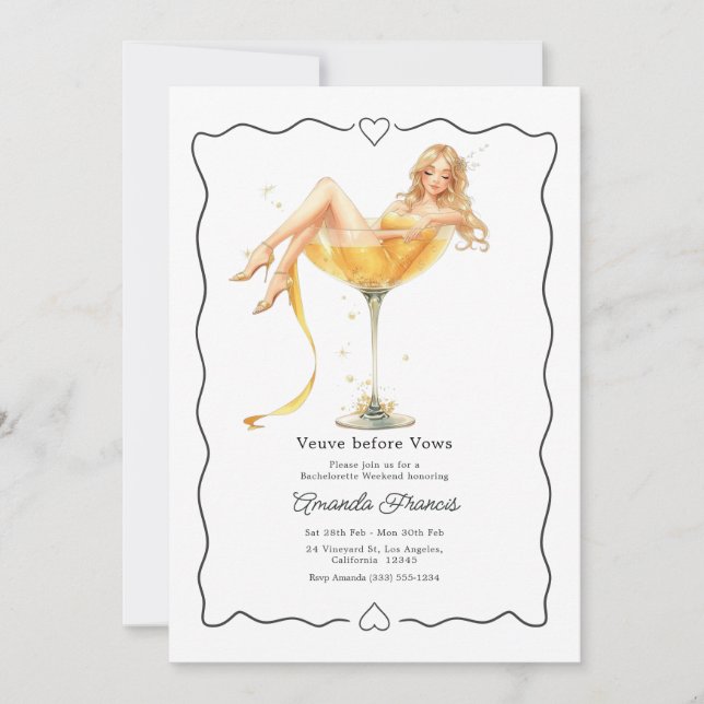 Invitation Veuve Before Vows Champagne Week-end Enterrement d (Devant)