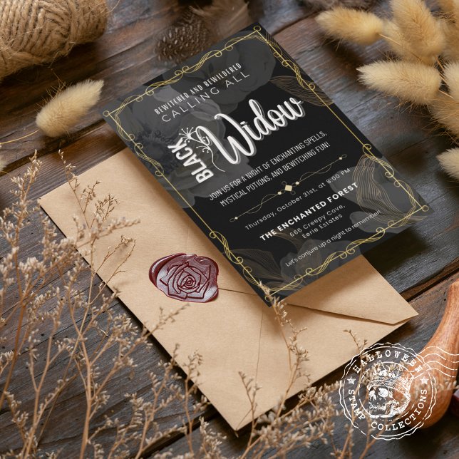Invitation Veuve Noire Envoûtée et Désorientée (Black Widow Bewitched and Bewildered Invitation cover from The Beekeeper Store)