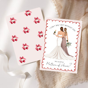 Invitation Veux-tu être ma dame d'honneur? Filles en robe de 