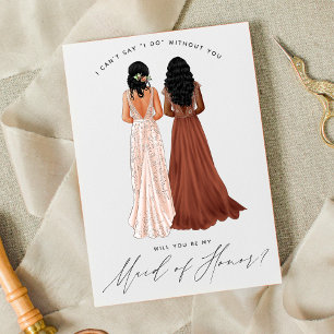 Invitation Veux-tu être ma demoiselle d'honneur? Filles en ro