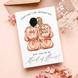 Invitation Veux-tu être ma demoiselle d'honneur? Filles en ro