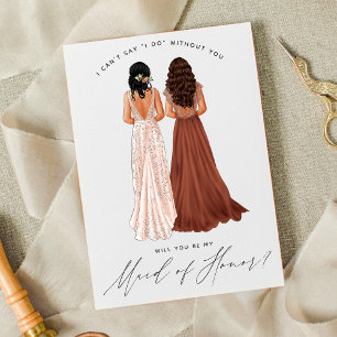 Invitation Veux-tu être ma demoiselle d'honneur? Filles en ro