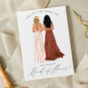 Invitation Veux-tu être ma demoiselle d'honneur? Filles en ro