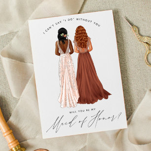 Invitation Veux-tu être ma demoiselle d'honneur? Filles en ro