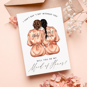 Invitation Veux-tu être ma demoiselle d'honneur? Filles en ro