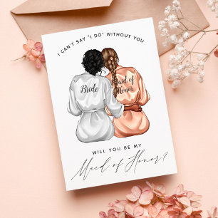 Invitation Veux-tu être ma demoiselle d'honneur? Filles en ro