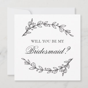 Invitation Veux-tu être ma demoiselle d'honneur. Mariage noir
