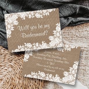 Invitation Veux-tu être ma demoiselle d'honneur? Rustique toi
