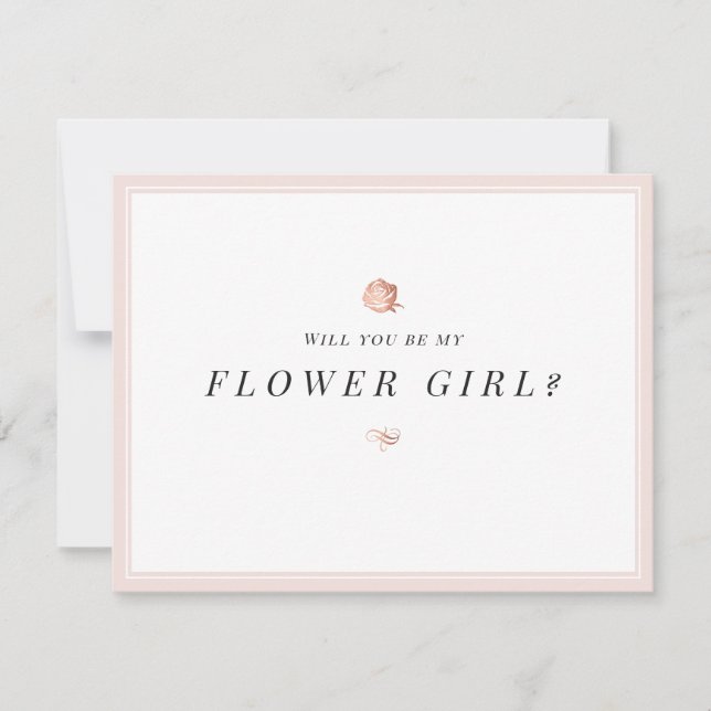 Invitation Veux-tu être ma petite fille aux fleurs minimalist (Devant)