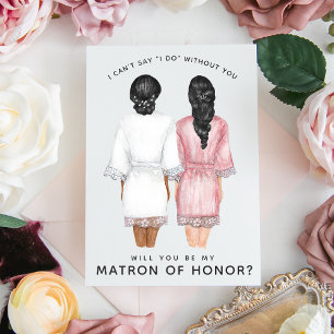 Invitation Veux-tu être ma témoin ? Filles en robe d'intérieu