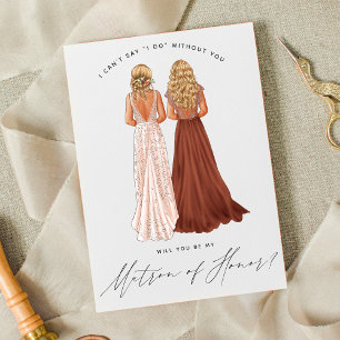 Invitation Veux-tu être ma témoin ? Filles en robe d'invitati