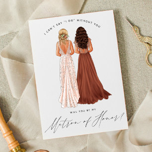 Invitation Veux-tu être ma témoin ? Filles en robe d'invitati