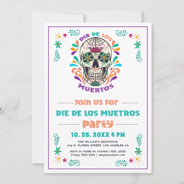 Invitation Vibe Day Of The Dead, Dia De Los Muertos (Devant)