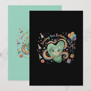 Invitation Vibes d'anniversaire Cœur mignon Arc-en-ciel