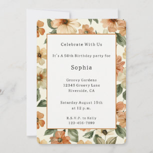Invitation Vibes des Années Soixante-dix Orange Vert Annivers
