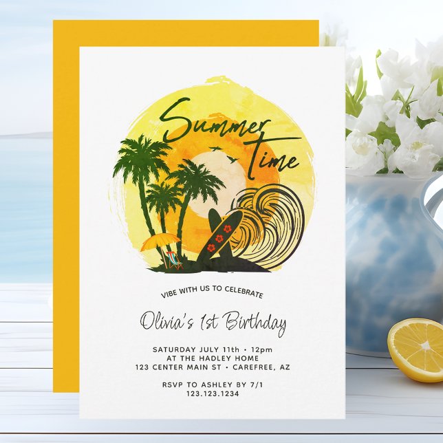 Invitation Vibes d'été 1er Anniversaire (Créateur téléchargé)