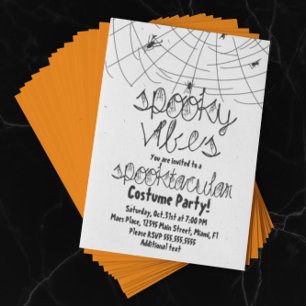 Invitation Vibes éffrayantes Fête d'Halloween des araignées A