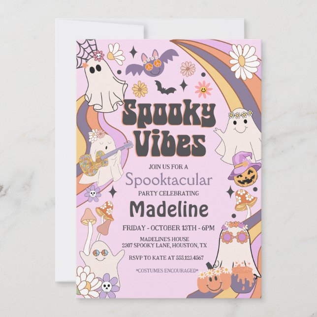 Invitation Vibes éffrayantes Hippie Halloween (Devant)