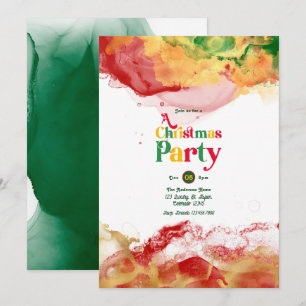 Invitation Vibes Rétro avec Flair d'Encre Alcoolique pour Fêt