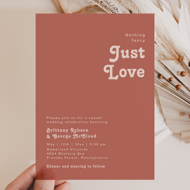 Invitation Vibes Rétro Simple Vieux Rose Rien de Mariage (Créateur téléchargé)