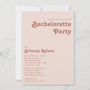Invitation Vibes rétro simples Blush Pink Bachelorte Party