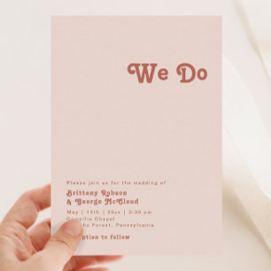 Invitation Vibes rétro simples   Blush Pink Nous faisons Mari