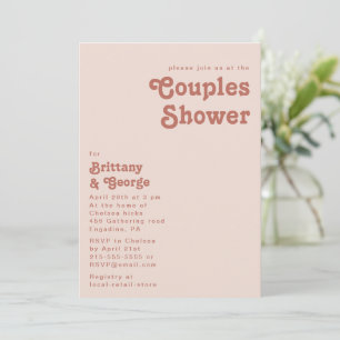 Invitation Vibes rétro simples   Douche Couples Roses Vives