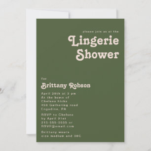 Invitation Vibes rétro simples   Olive Green Lingerie Douche