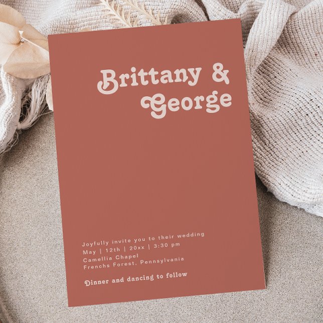 Invitation Vibes rétro simples | Vieux Mariage Décontracté Ro (Créateur téléchargé)