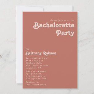Invitation Vibes rétro simples Vieux Rose Bachelorette Part
