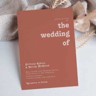 Invitation Vibes rétro simples   Vieux Rose Le Mariage de