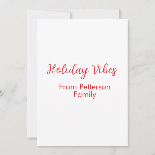 Invitation Vibes rouges Noël ajouter nom de famille date b (Devant)