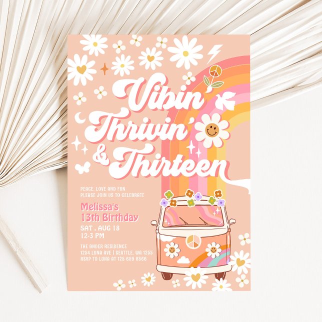 Invitation Vibin' Thrivin' Et Treize Groovy 13e Anniversaire (Créateur téléchargé)