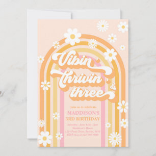 Invitation Vibin' Thrivin' Three Boho Daisy Rainbow Anniversa