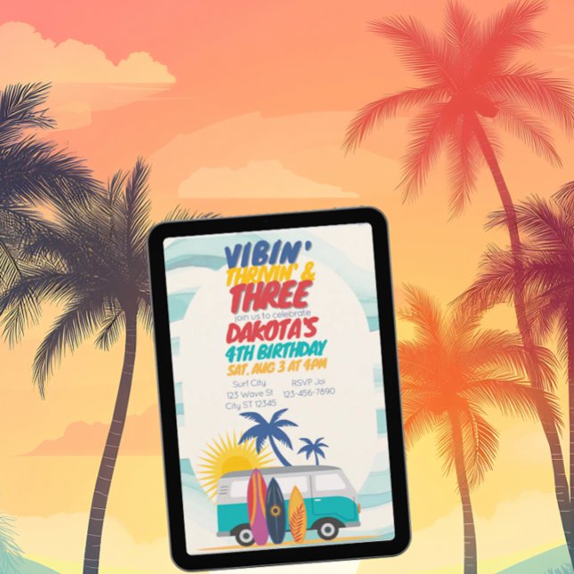 Invitation Vibin' Thrivin' & Three Surf Van 3rd Birthday (Créateur téléchargé)