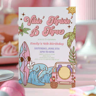 Invitation Vibin Thrivin & Trois Retro 3e fête d'anniversaire