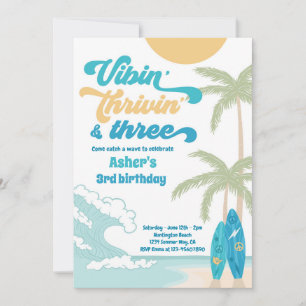 Invitation Vibin' Thrivin' & Trois Retro Surf Beach Anniversa