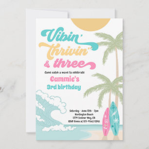 Invitation Vibin' Thrivin' & Trois Retro Surf Beach Anniversa