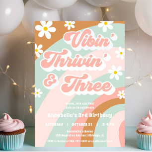 Invitation Vibin' Thrivin' TROIS Super 3e anniversaire rétro