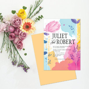 Invitation Vibrant Abstrait Foliage de printemps mariage de p
